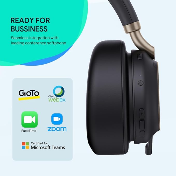 Yealink BH76 Plus Wireless Headset for Work, Bluetooth Headsets with Microphone Active Noise Cancelling (ANC), Retractable Hidden Mic Arm, Teams Certified Headset Compatible with PC Mac Mobile Phone