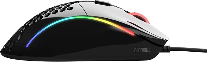 Glorious Gaming Model D Wired Gaming Mouse - 68g Superlight Honeycomb Design, RGB, Ergonomic, Pixart 3360 Sensor, Omron Switches, PTFE Feet, 6 Buttons - Glossy Black