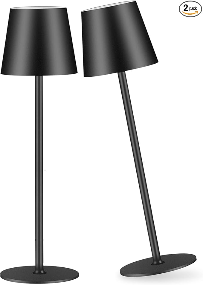 2 Pack Cordless Table Lamp, 5000mAh Portable Rechargeable LED Desk Lamp, 3 Color Modes Stepless Dimming Table Light with Memory Function, for Dinner, Patio, Home, Restaurant.