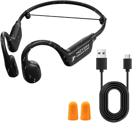 Bone Conduction Headphones, Open Ear Headphones Bluetooth5.4 with Mic, 15H Playtime, IPX6 Sweat Resistant Wireless Earphones, for Workouts and Running, Black