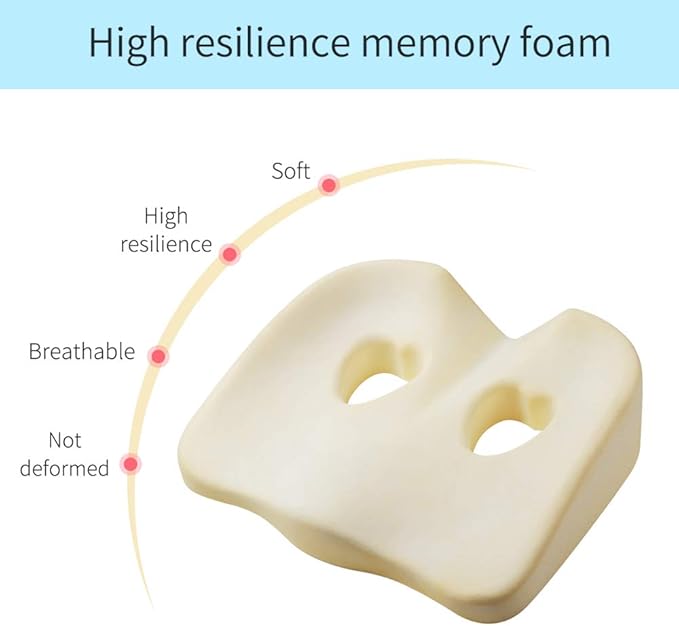 LOUTYTUO Seat Cushion Pillow,100% Memory Foam and Washable Cover,for Office Chair,Car Seat and Wheelchair, Soft Support Seat Cushion