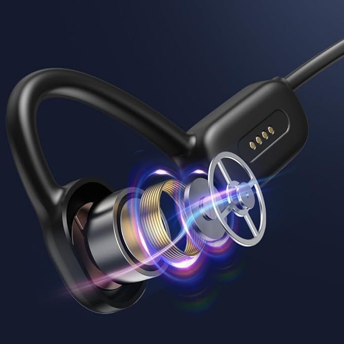 AYI Professional Swim Headphones True Bone Conduction Open Ear Headset MP3 Player Built-in 32G Memory IP68 Underwater Waterproof Bluetooth Earphone for Driving Bicycling Running Skiing-White