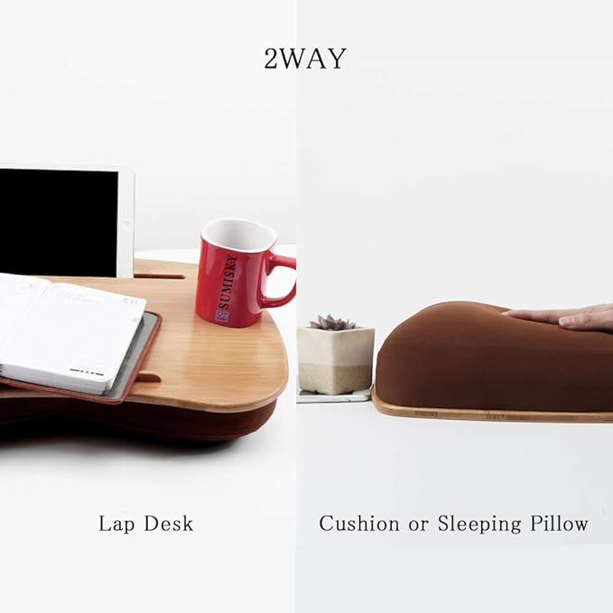 SUMISKY Lap Desk-Portable Laptop Table with Bamboo Platform Phone Holder (M(18.5"x11.8"))