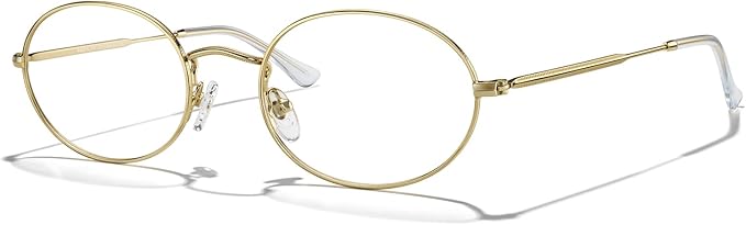 RB. Pilot Oval Reading Glasses for Women Men Blue Light Blocking Computer Thin Metal Full Rim Frame Readers