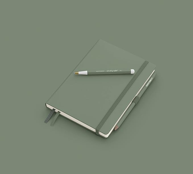 LEUCHTTURM1917 - Notebook Softcover Medium A5-123 Numbered Pages for Writing and Journaling (Olive, Plain)