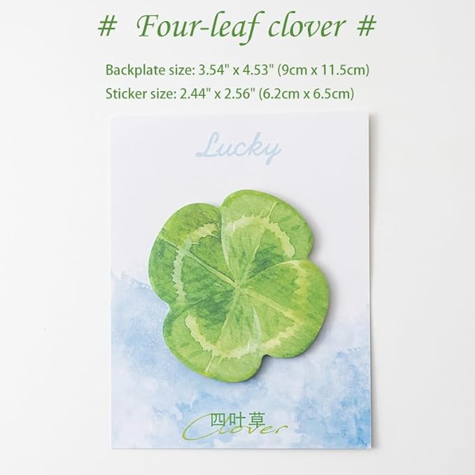 4 Shapes – Clover, Laurel, Phoenix, Ginkgo Leaves Cute Funny Stick Note Pads, Perfect for Office Home School Desk Accessories, 30 Sheets/pad