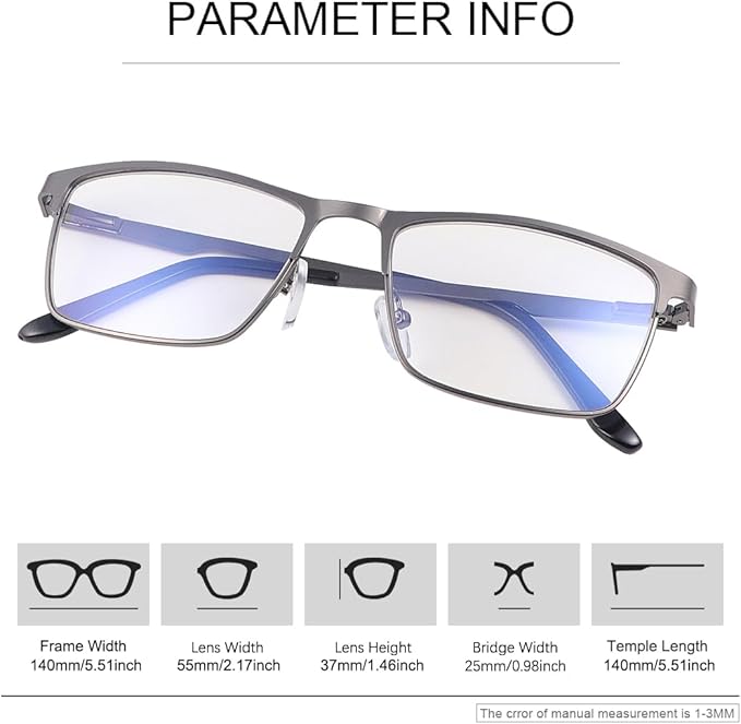 YIMI Mens Blue Light Glasses Men Computer Gaming BlueLight Blocking Glasses Metal Anti Eyestrain Clear Lens Eye Protection
