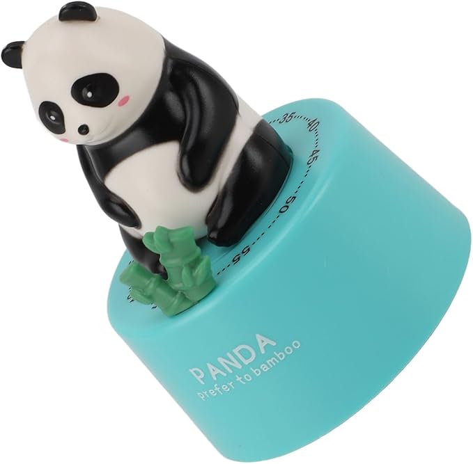 Mechanical Countdown Timer, 60 Minutes Mechanical Kitchen Timer Eco Friendly Loud Alarm Magnetic Base Cute Animal Shape for Kitchen (Panda with Blue Base)