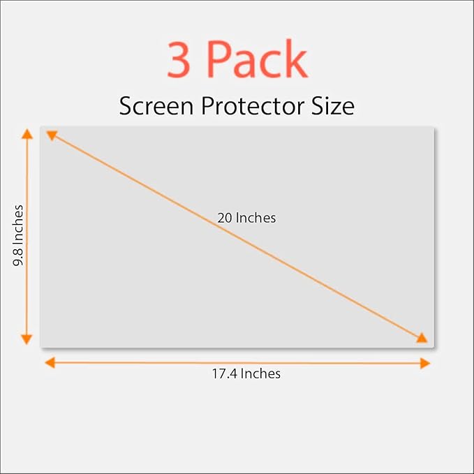 Anti-Glare and Anti Finger Print Screen Protector (3 Pack) for 20 Inches Widescreen Desktop Monitor