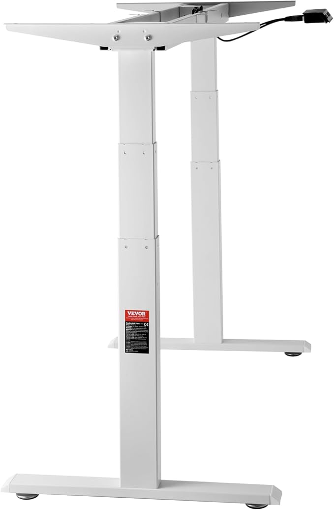 VEVOR Dual Motor 3 Stage Standing Desk Frame, Adjustable 26"-50.8" Height & 43.3"-70.1" Length Electric Stand Up Computer Desk Legs, Ergonomic DIY Workstation Base for Home Office(Frame Only)