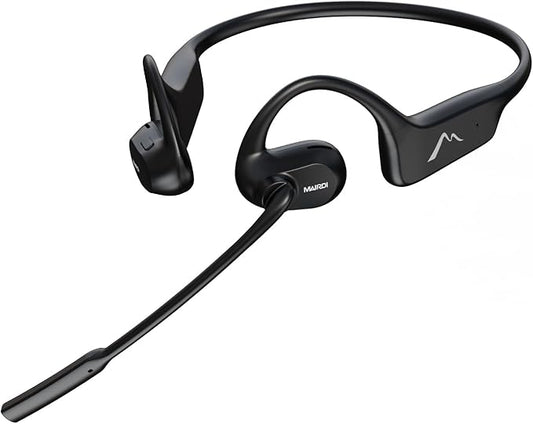 MAIRDI Open Ear Headphones with Mic, Bluetooth 5.3 Headset with AI Noise Canceling Microphone, Comfort Air Conduction Headphones Wireless Headset Earphone for Office Work Call Meeting Driving Sports