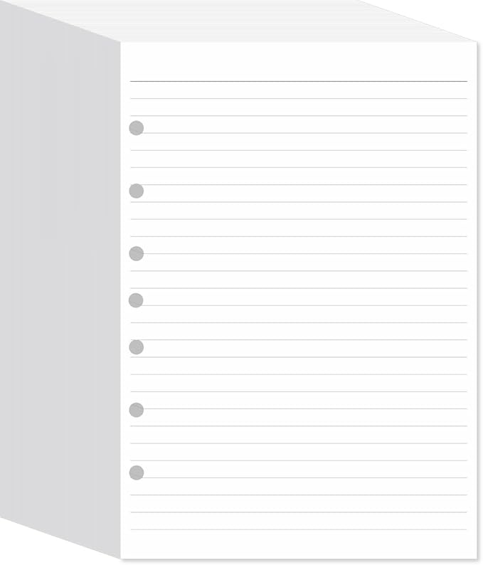 7-Hole Lined Filler Paper Pack of 500 Sheets for Mini Binders, College Ruled, 5-1/2" x 8-1/2", White