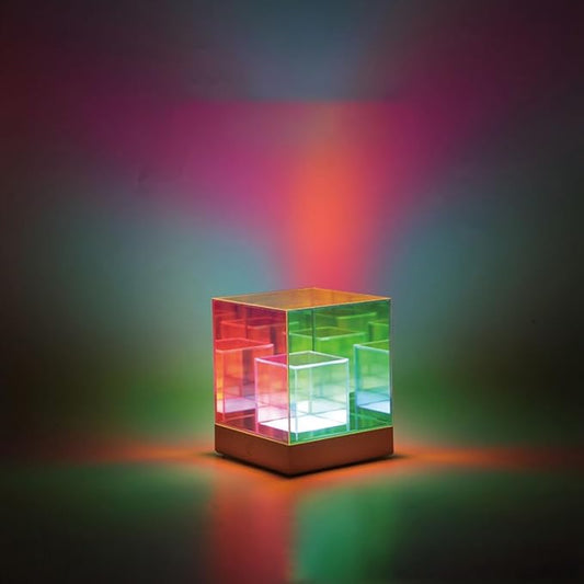 Ulalaza Art Cube Acrylic lamp Decorative Table Lamp Color Changing Touch Lamp Rechargeable Colorful Modern Night Light for Bedroom Living Room Party Dinner Decor Creative Lights