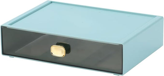 Spacious Desktop Storage Box, 1 Large Storage Drawer, Stackable Office Desk Drawer Organizer and Accessories, Printer Paper Organizer, Cyan Plastic Drawers for Workspace & Home