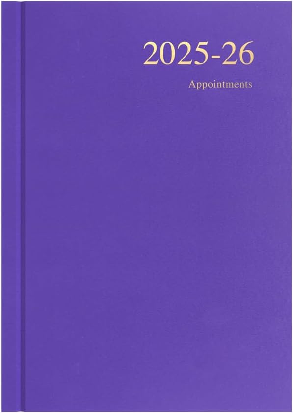 Collins 'Essentials' 12 Month Mid/Academic Year Planner, July 2025-July 2026 - ESSA51M.55-2526 -Day-to-Page Appointments Diary, A5 Hard Cover, Purple