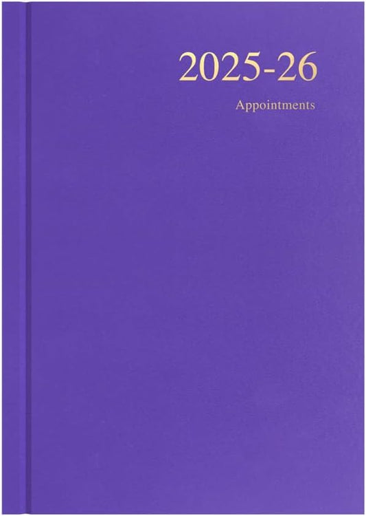 Collins 'Essentials' 12 Month Mid/Academic Year Planner, July 2025-July 2026 - ESSA51M.55-2526 -Day-to-Page Appointments Diary, A5 Hard Cover, Purple