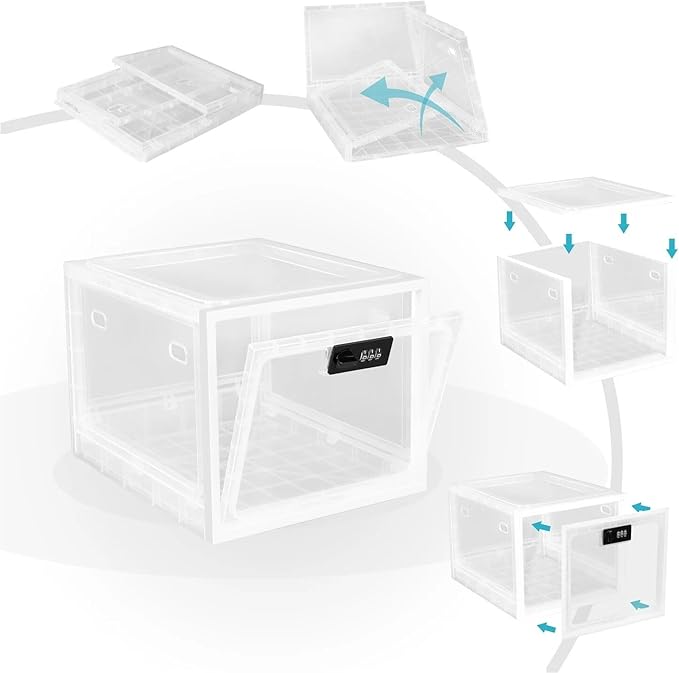 Medicine Lock Box for Safe Medication, Clear Lockable Storage Box for Phone Tablet Office School Home Safety