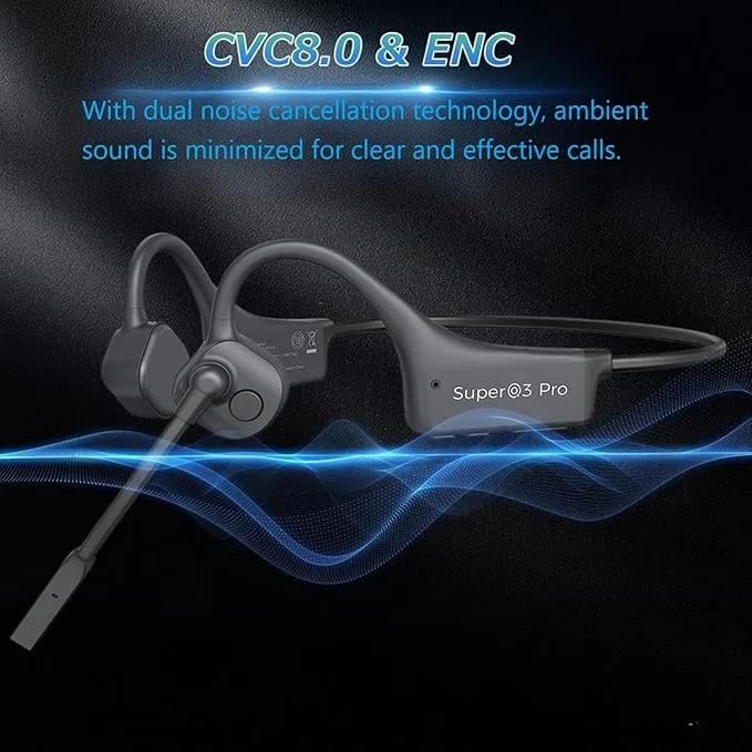Bone Conduction Headphones Bluetooth with mic Open Ear Wireless Headphones Noise canceling Computer headsets with mic for Clear Hand Free Calls multipoint Connection Fast Charging