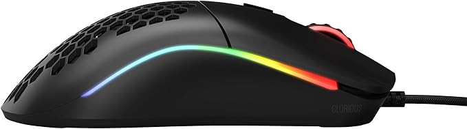 Glorious Model O- (Minus) Compact Wired Gaming Mouse - 58g Superlight Honeycomb Design, RGB, Pixart 3360 Sensor, Ambidextrous, Omron Switches - Matte Black