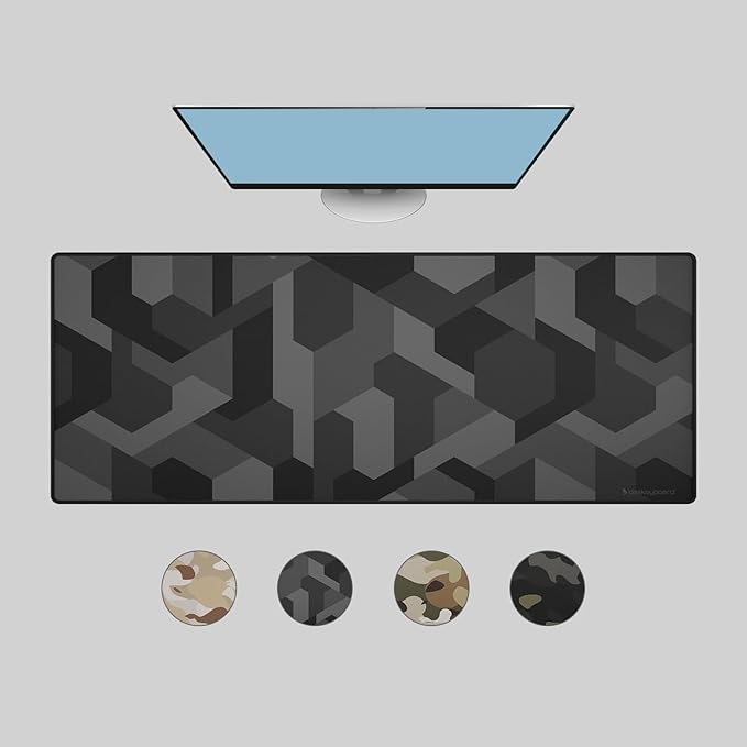 Das Keyboard Large Gaming Mouse Pad Desk Mat with Stitched Edge - Non Slip Base - Waterproof - Premium Cloth Mousepad for Home Work Gaming - Cyber Shadow Camo
