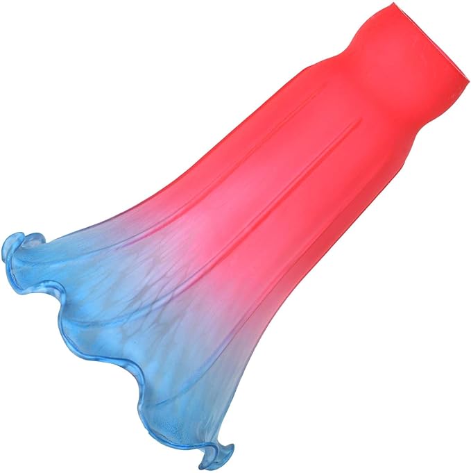 Bieye LS67 Lily Flower Blown Glass Lampshade (Red Blue, Opening I.D. 1.26" x O.D. 1.5")