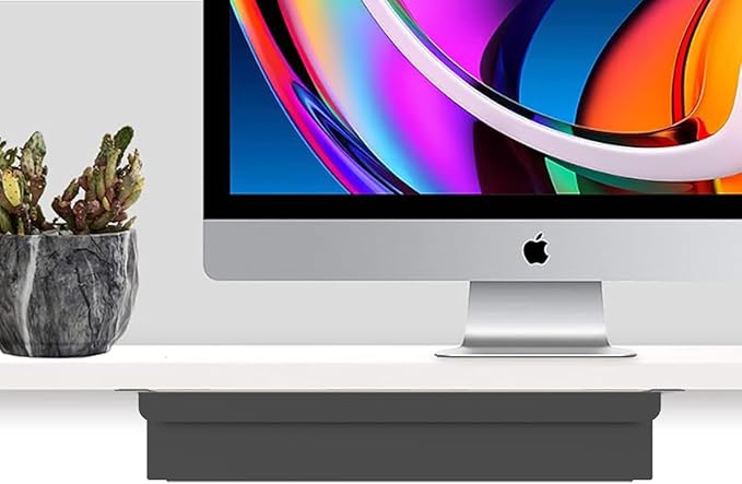 Under Desk Mounted Sliding Pull-out Drawer, W 15.3" x D 8.8" Storage Organizer for Sit Stand Workstation, Metal, Black (Medium)