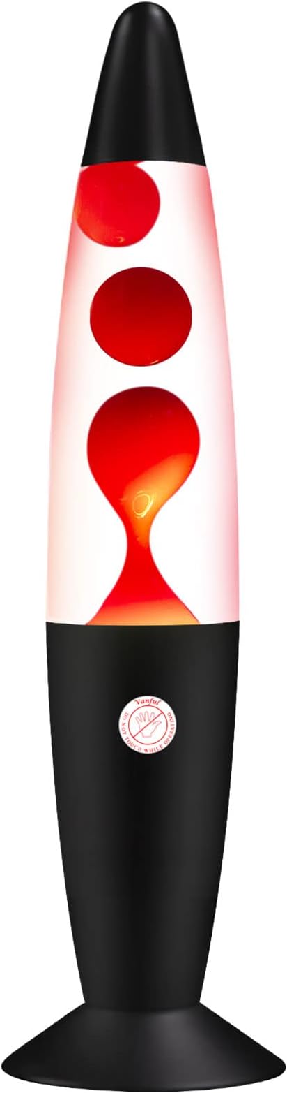 Red Magma Liquid Motion Lamp with Black Base and Cap for Adults Kids Night Light Lamp Decoration for Living-Room Bedroom Christmas Thanksgiving Day