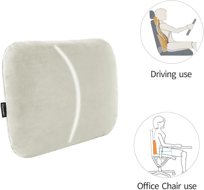 Beige Lumbar Support Pillow for Car Driving Seat Soft Latex Lower Back Support Relax Home Desk Office Accessories Chair Cushion Pain Relief