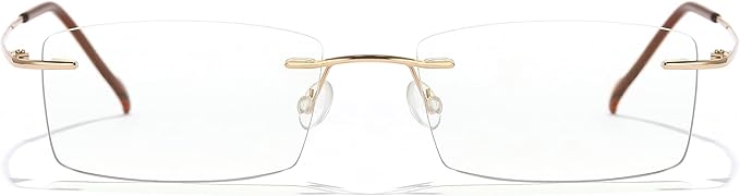 Cyxus Titanium Blue Light Glasses for Men Blue Light Blocking Eyewear Ultra Light Anti Eye Strain Rimless Eyeglasses Reduce Headache
