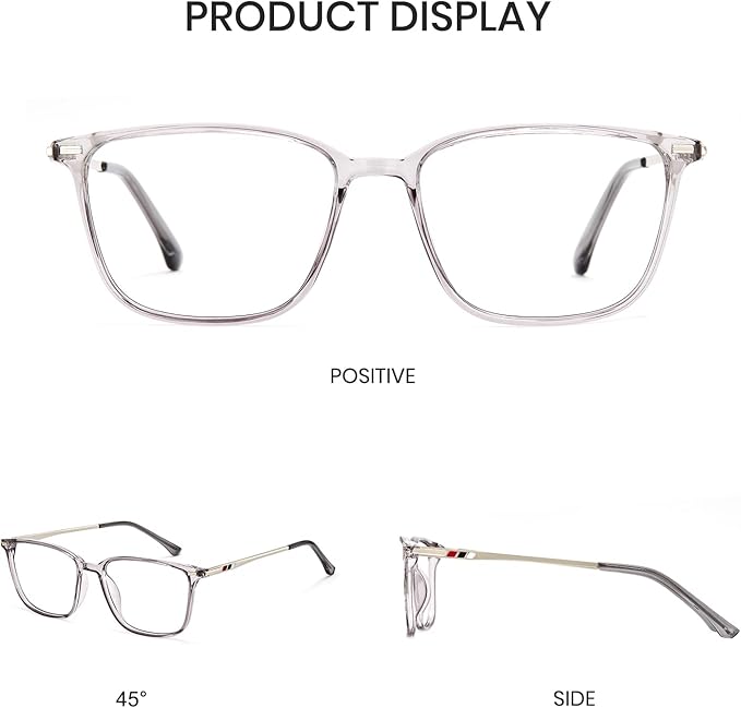 Cyxus Blue Light Blocking Glasses Men Women Computer Gaming Glasses Rectangle TR90 frame Anti Eyestrain UV400 Grey