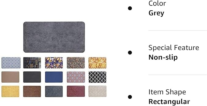 Mabel Home Anti Fatigue Floor Mat- 3 Size(20x32 & 20x39 & 24x70),16 Colors - Standing Desk Mat-Kitchen Floor Mat-Stain ResistantHome Non-Slip Bottom, Extra Soft (Grey, 20" x 39")