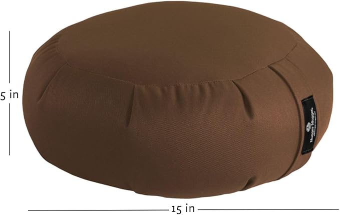 Hugger Mugger Zafu Meditation Cushion - Support in Cross-Legged Sitting, Buckwheat Filled, Durable Fabric, Convenient Handle, Handmade in USA