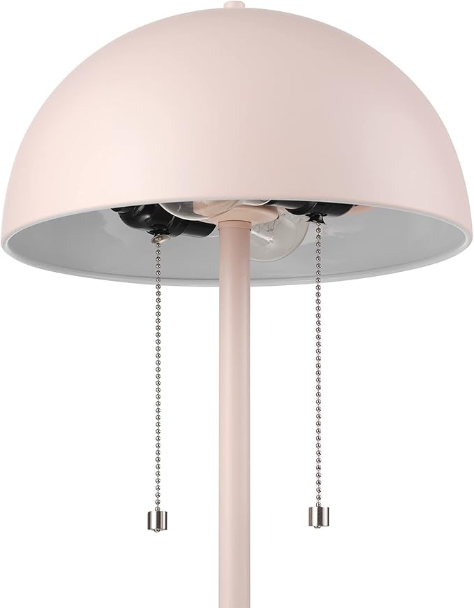GLOBE Electric 65531 Luna 21" 2-Light Table Lamp, Matte Blush Pink, Double Plated Nickel On/Off Pull Chains