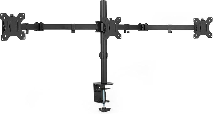 VIVO Triple Monitor Adjustable Desk Mount, Articulating Tri Stand, Holds 3 Screens up to 24 inches, Black, STAND-V003Y