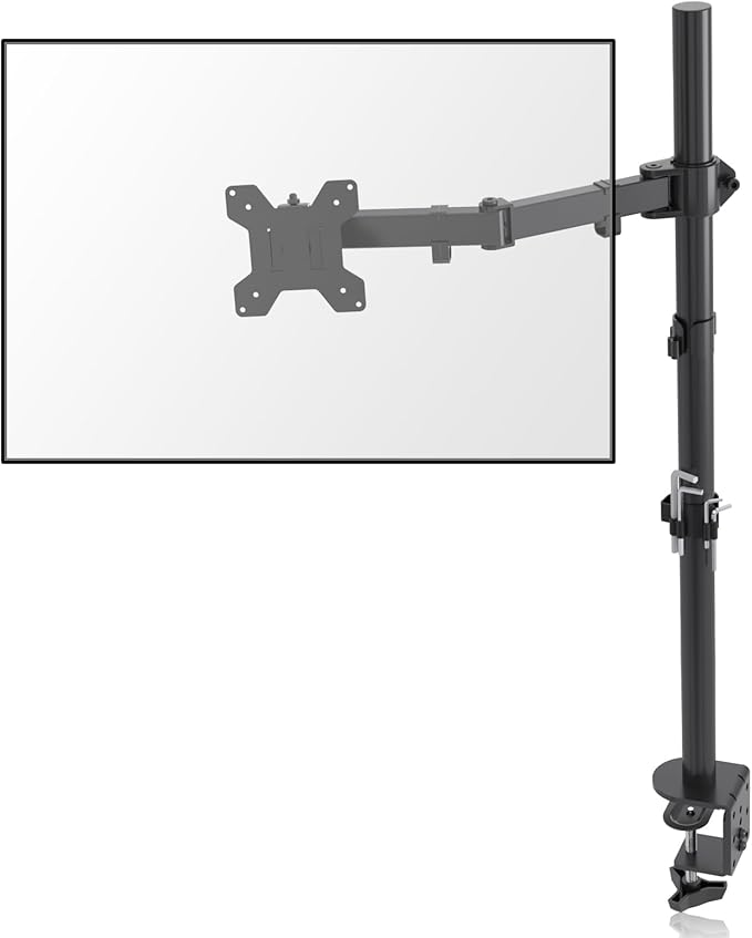 Suptek Single Monitor Arm Desk Mount Fully Adjustable Monitor Stand for 1 / One Screen up to 32 inch Extra Tall 31.5 inch Pole,Black (MD6821)