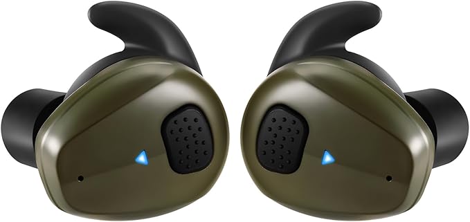 Electronic Shooting Earbuds - Ear Hearing Protection NRR 28dB Bluetooth 5.3 Noise Cancelling & Sound Amplification - Rechargeable Case for Hunting and Range(Green)