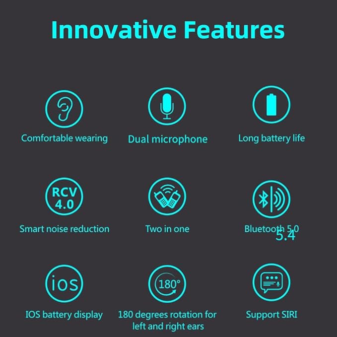 IHAO Bluetooth Earpiece Headphone Dual Noise Cancelling Mic Painless Open-Ear Handsfree Stereo Sound Left/Right Changeable Earhook Earphones for Driving/Business/Gym-Single Ear F910 Black