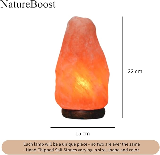 Himalayan Natural Pink Salt Lamp, Hand Crafted I Warm Amber Glow I Dimmer Switch, Wooden Base, (7-9 inches, 8-10 lbs.) Unique Gift Ideas (Natural)