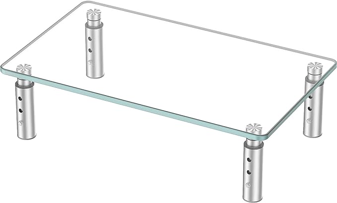 Hemudu Monitor Stand -3 Adjustable Height Monitor Riser, Computer Monitor Stand, Desktop Organizer, Monitor Stand Riser for PC, Computer, Laptop Clear