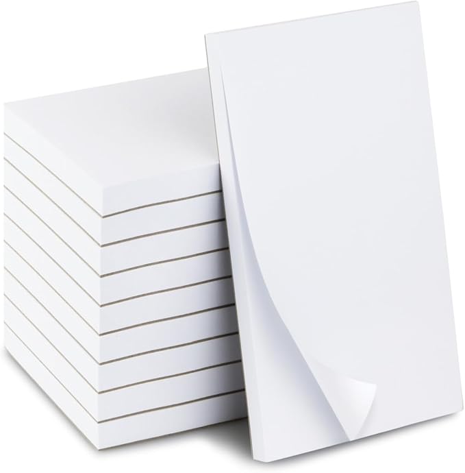 10 Pack Note Pads 3x5 | 100 Sheets Per Memo Pad | Server Note Pads | Scratch Pads for Writing | White Blank Notepads in Bulk | Small Notepad | Paper Pads for To Do Grocery List