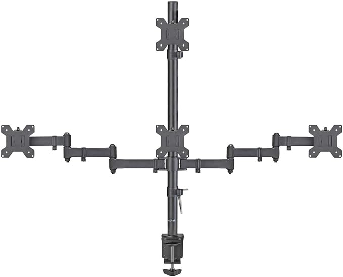 Suptek Quad LED LCD Monitor Stand up Desk Mount Extra Tall 31.5 inch Pole Heavy Duty Fully Adjustable Stand for 4 (3+1) / Four Screens up to 27 inch (MD6864)