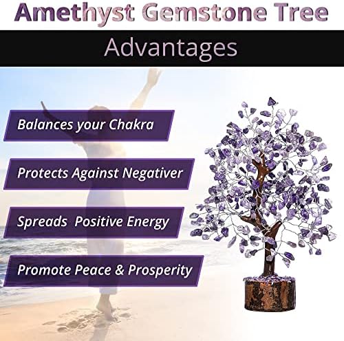 Amethyst Crystal Trees for Home Decor, Office Desk Decoration, Chakra Healing Crystals and Stone for Positive Energy, Money, Good Luck, Tree of Life Spiritual Birthday Gifts for Women and Mom
