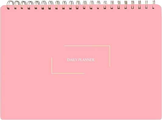 Undated Daily Planner | 8.25” x 11.75” Work To-Do Notebook | ADHD Academic Organizer | Multi-Layout | Men and Women Planner | College Supplies | Pink | Landscape Layout