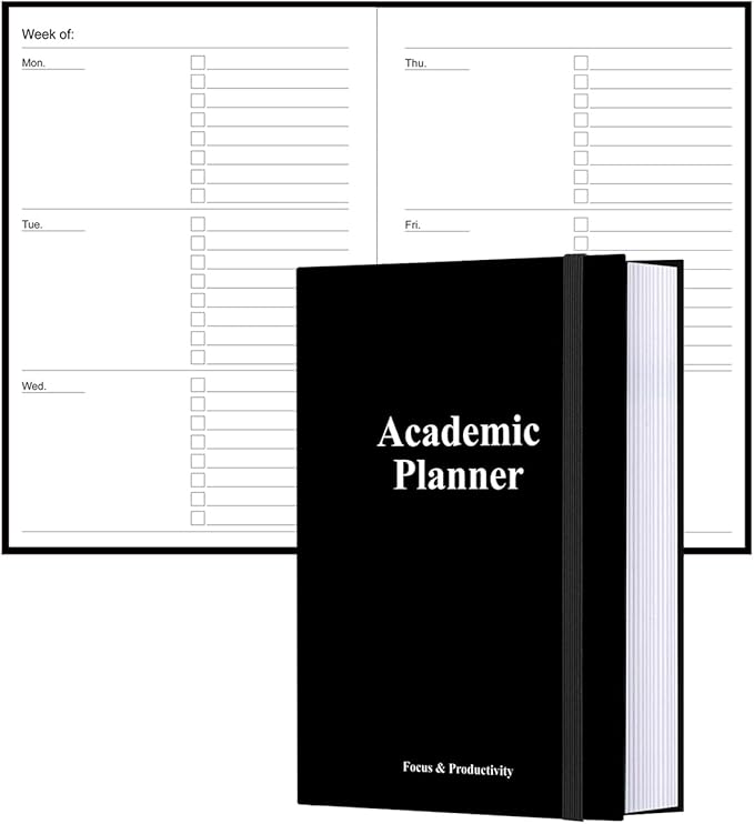 Academic Planner for 2025 2026 or Anytime – A5 Undated Weekly Student Planner For Homeschool, High School, College & Nursing Students, 200 Pages, 5.8" x 8.5", Black