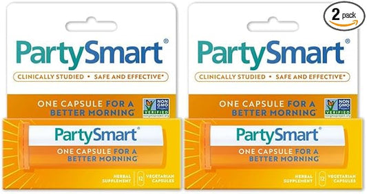 Himalaya PartySmart, 12 Capsule Tube - Alcohol Breakdown Liver Support for a Better Morning After Drinking - Plant Based, Vegan, Non-GMO, Gluten Free, Clinically Studied (Pack of 2)