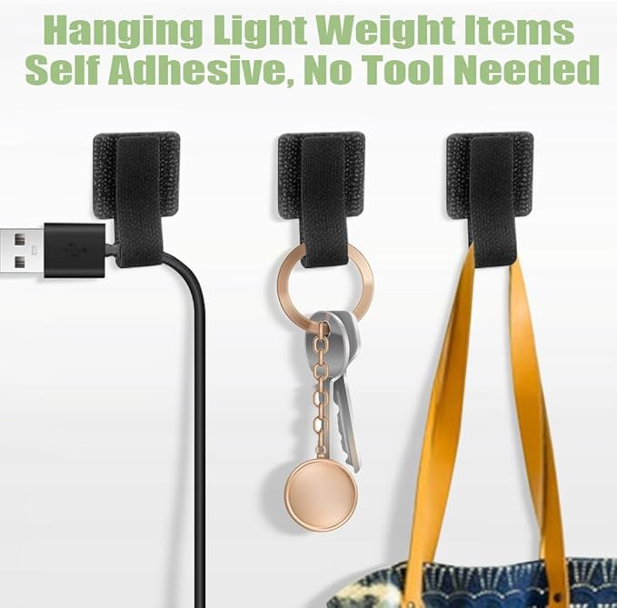 100 PCS Hook and Loop Cable Ties, Adjustable Cord Wraps, Adhesive Cord Management, Sticky-Back Hook and Loop Cable Straps, Reusable Cords Organizers for Wires and Cables, Black