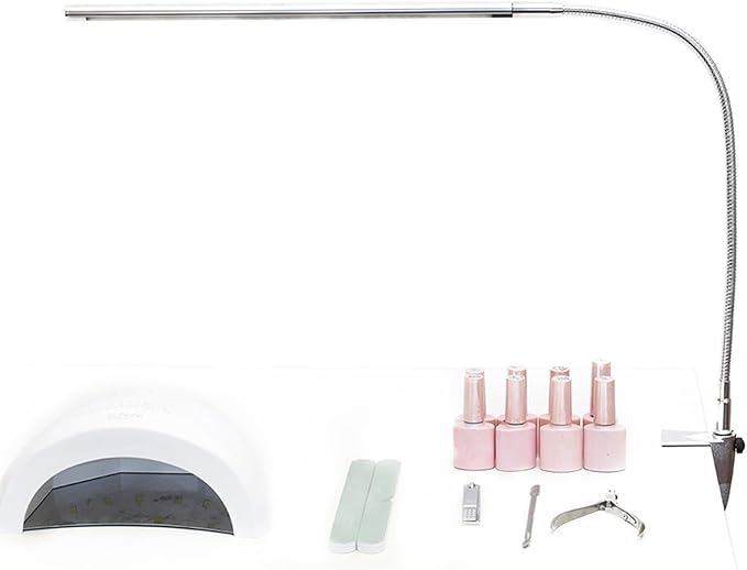 Nail Desk Lamp with Clamp, New Upgrade 8-10W Dimmable LED 360° Flexible Gooseneck Nail Tech Table Desk Light for Manicure Reading Eyebrow Tattoo