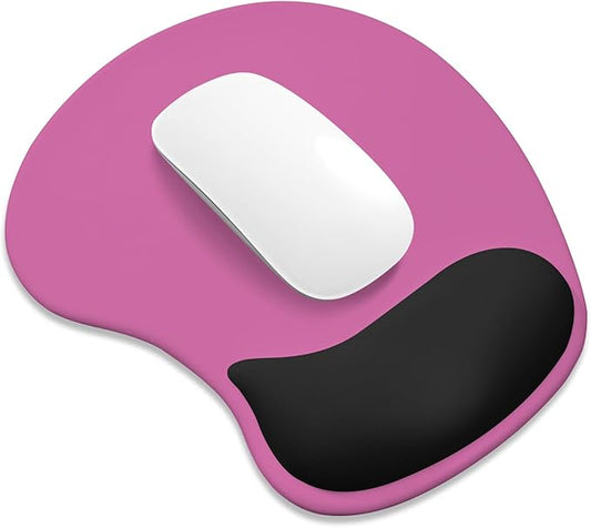 ITNRSIIET Ergonomic Mouse Pad, Cushioned Gel Wrist Rest, Non-Slip Base, Smooth Surface, Cute Multi-Color, 9.5 x 8.2 in, Black-Pink Contrast