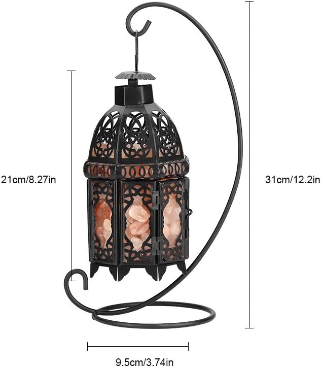 Himalayan Salt Rock Lamp, Dimmable Crystal Salt Lamp DIY Rock Night Light with Vintage Iron Frame for Air Purifier, Lighting, Decoration, Gifts, US Plug, 12.2 x 3.74 inch