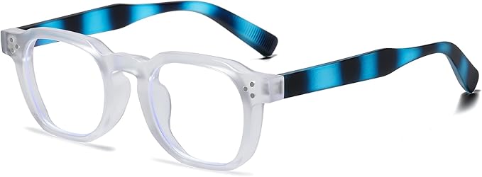 AIEYEZO Retro Blue Light Glasses for Men Women Square Thick Framed Eyeglasses Trendy Vintage Computer Glasses